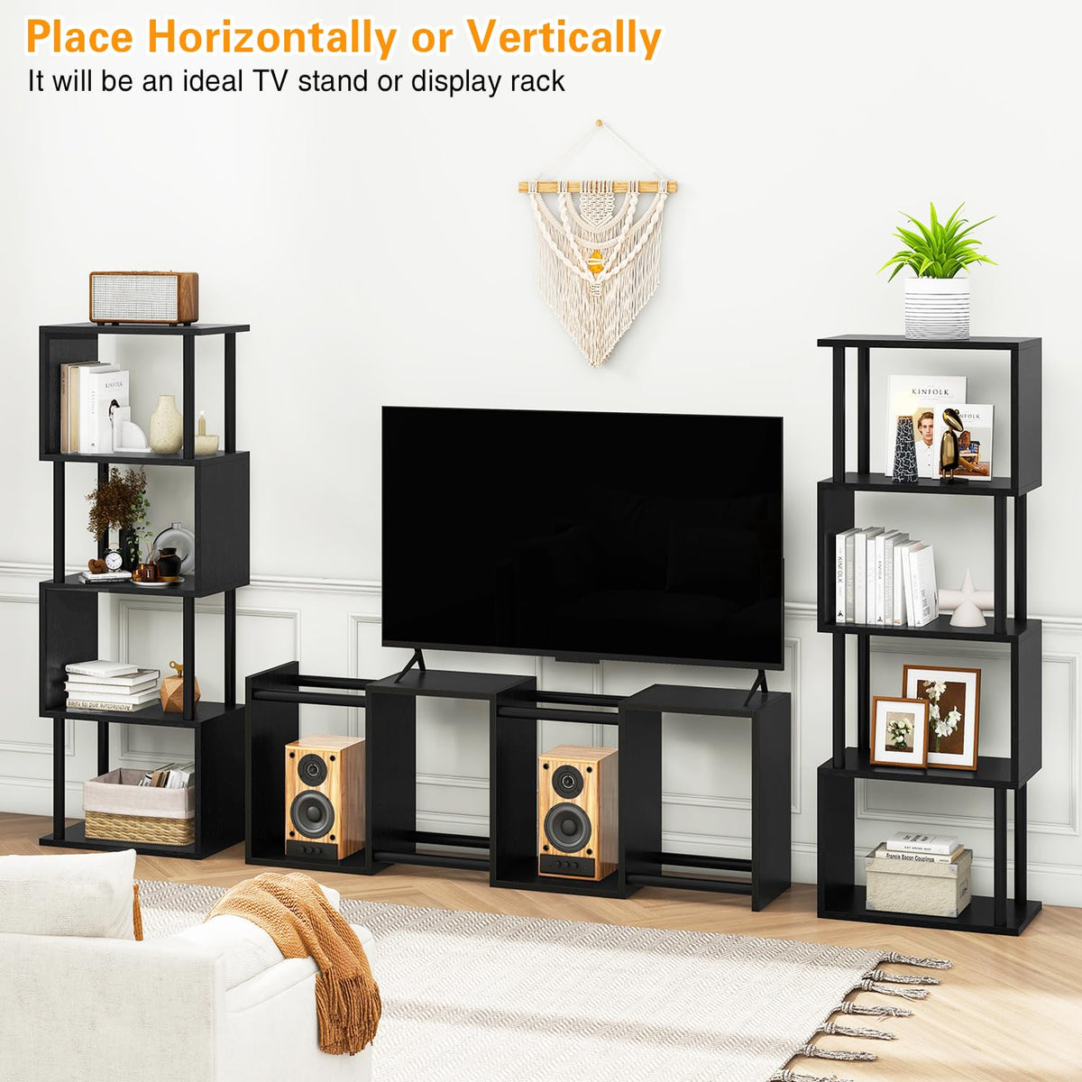 5-Tier Black Bookshelf W16135
