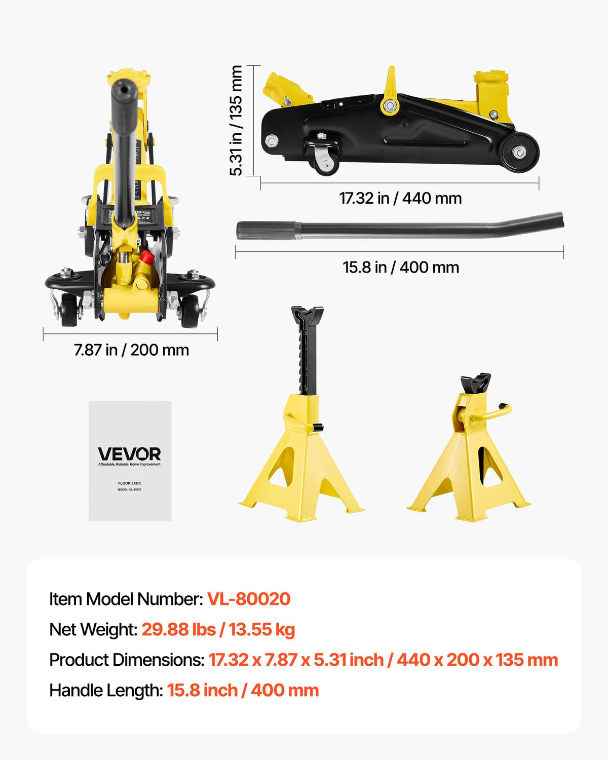 2 Ton Steel Hydraulic Floor Jack V66778
