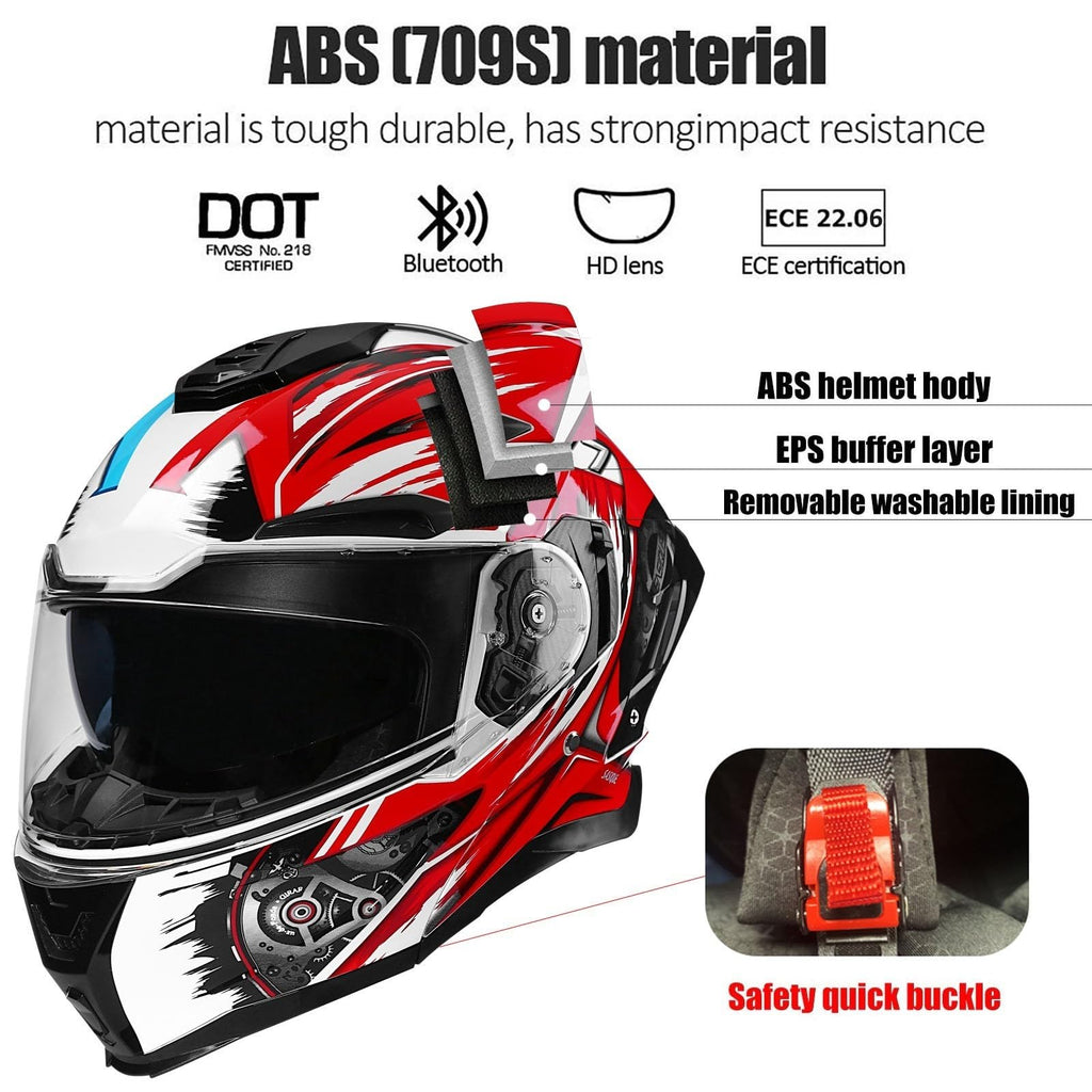 Bluetooth Modular Motorcycle Helmet with Dual Visors A42772