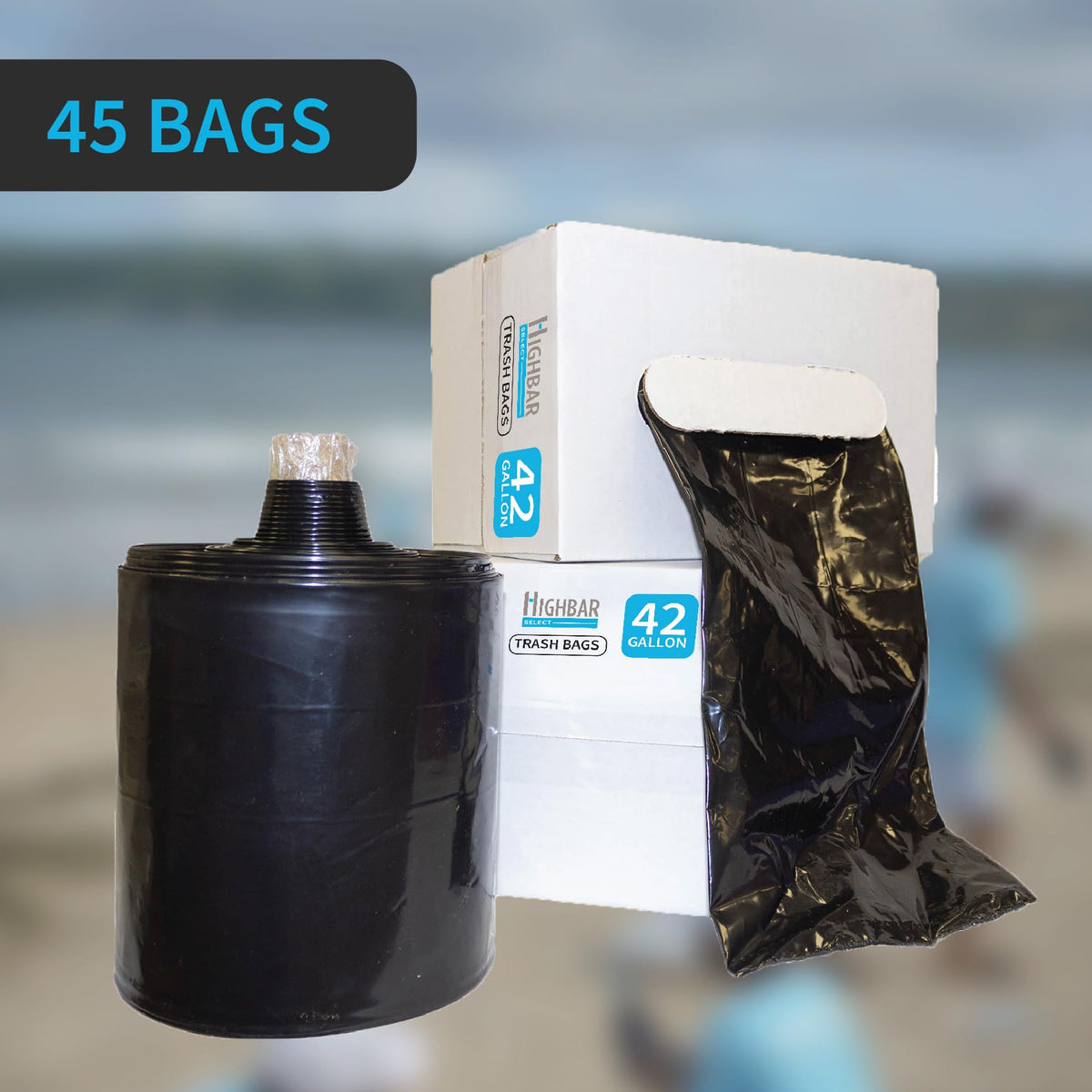 42 Gallon 3 MIL Black Heavy Duty Contractor Bags U9493