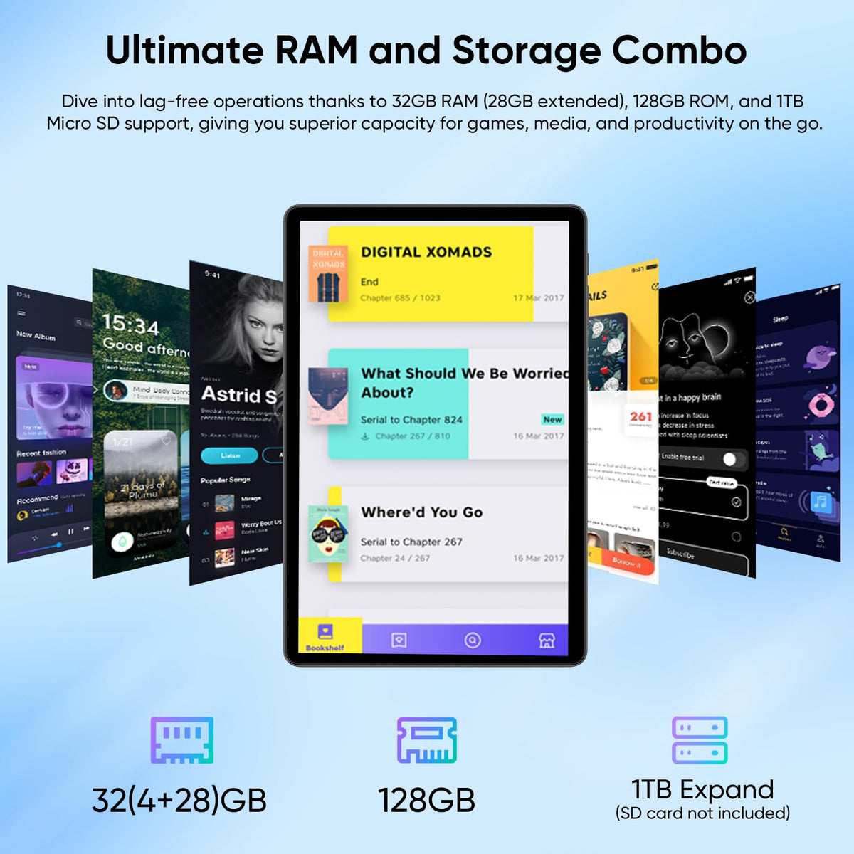 11 Inch Android 16 Tablet with Keyboard, 32GB RAM 128GB ROM, 8000mAh, Black A509593