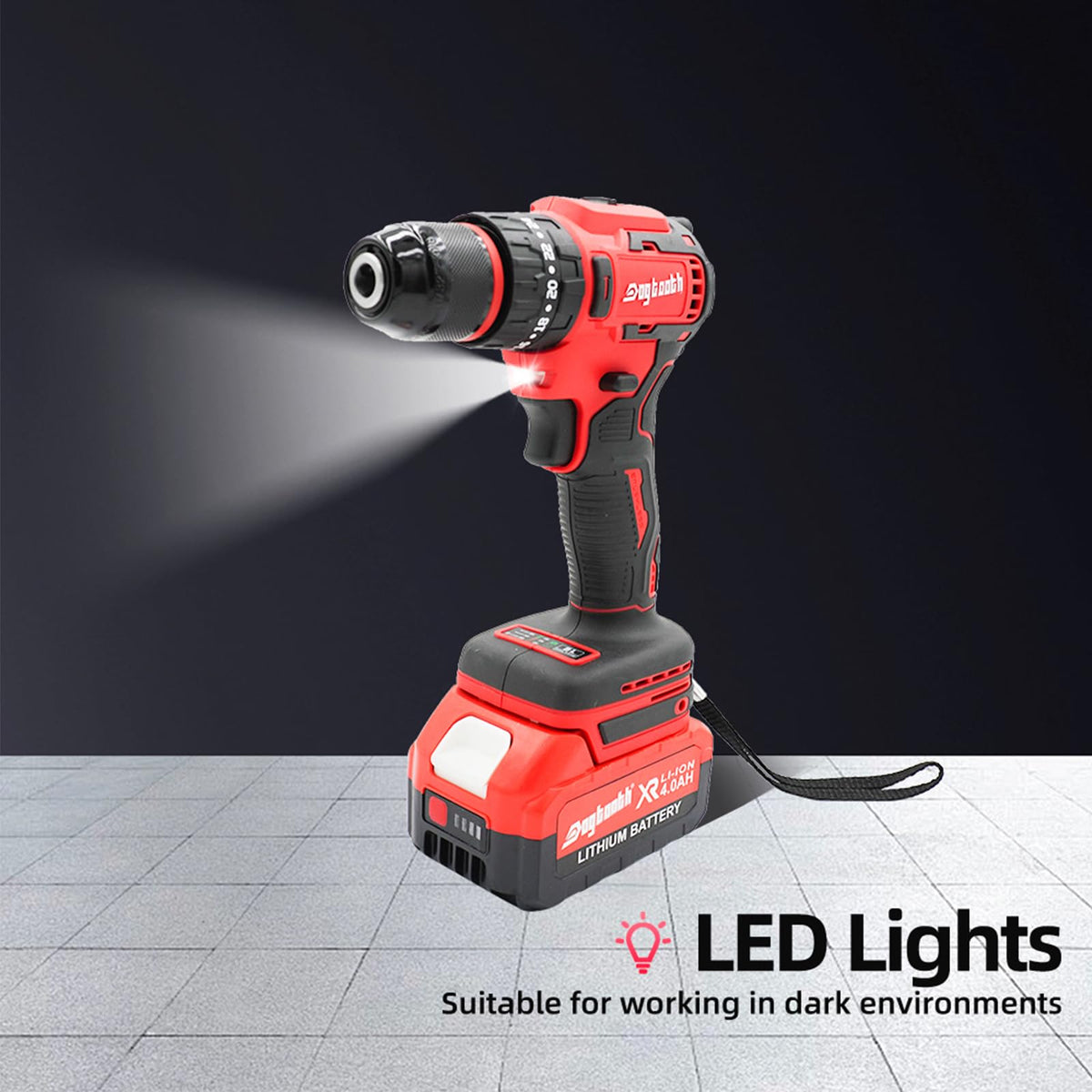 21V Cordless Drill Driver Electric Screwdriver Set with 2 Batteries and Charger J14116