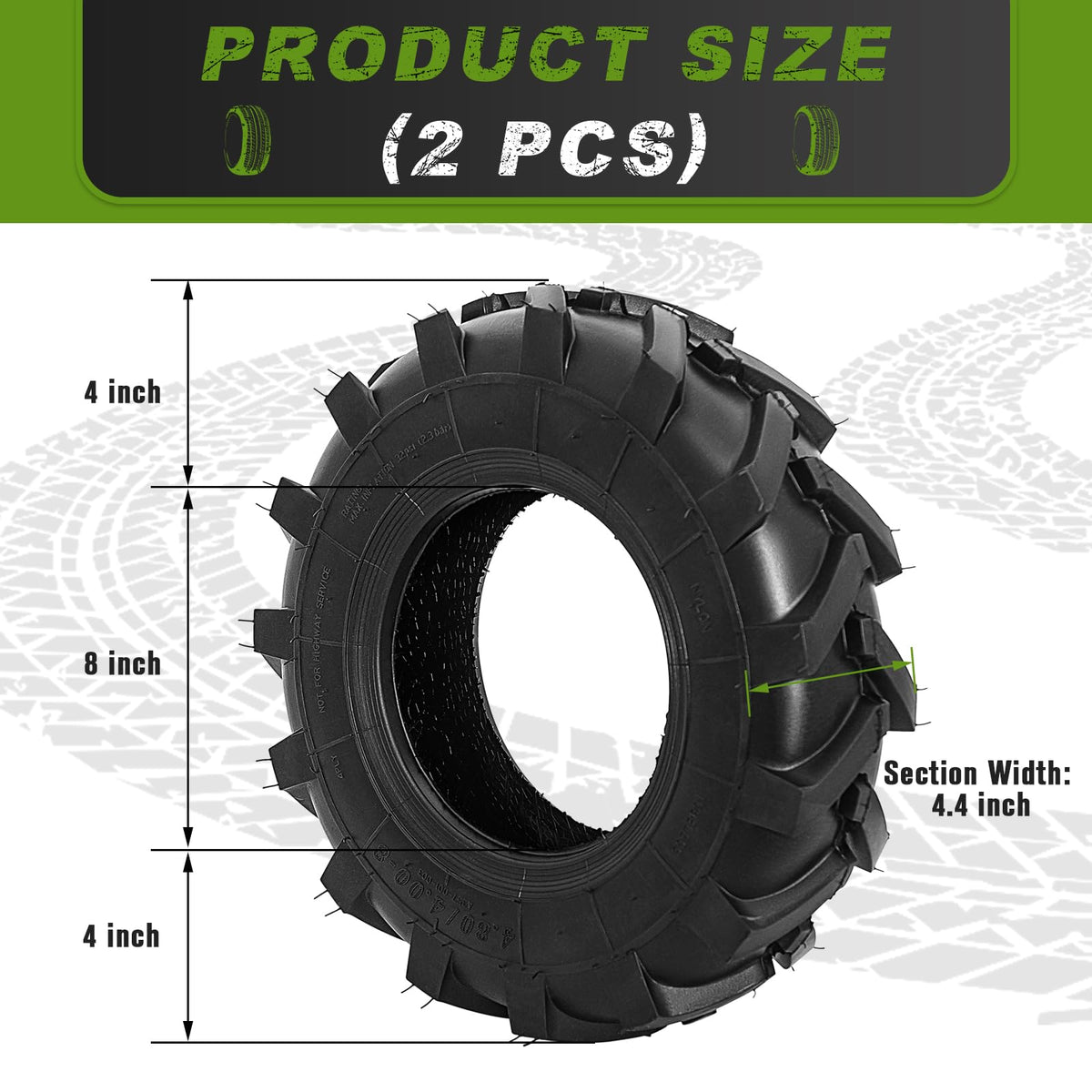 2 PCS 4.80/4.00-8 Tubeless Lawn Garden Tires X876166