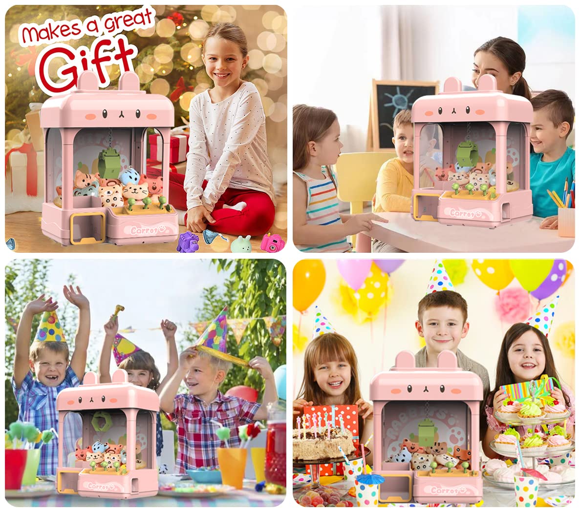 Large Claw Machine with Prizes, Adjustable Sound & Light, Mini Vending Machine, Electronic Arcade Crane Game, Candy Dispenser Toy T5475