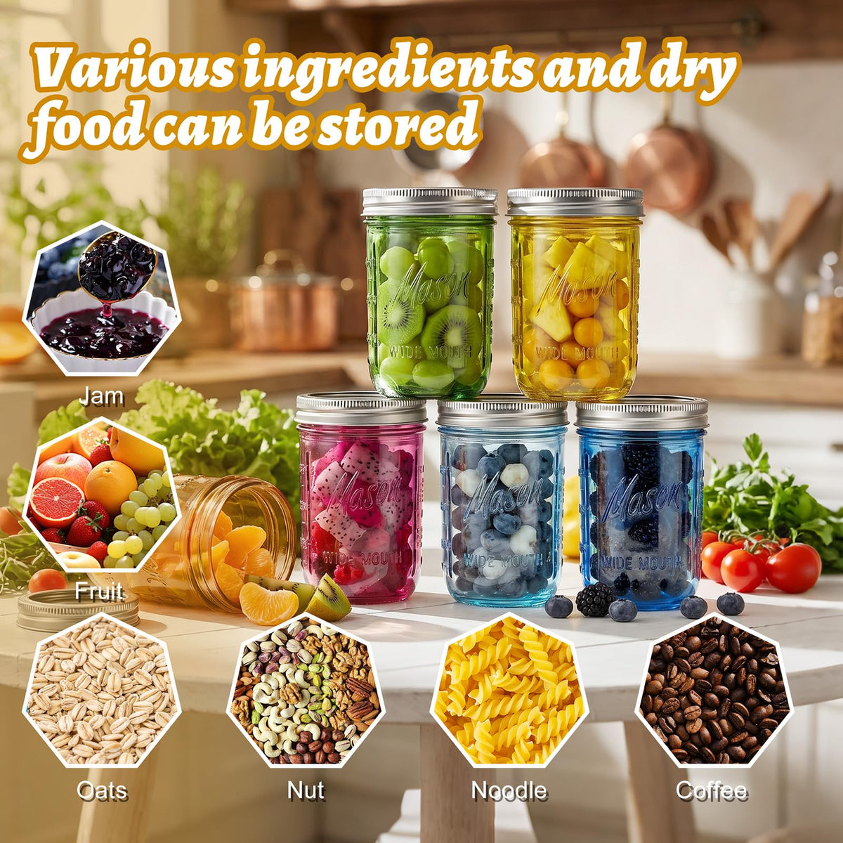 12 Pack 16 oz Wide Mouth Mason Jars with Lids Y59882