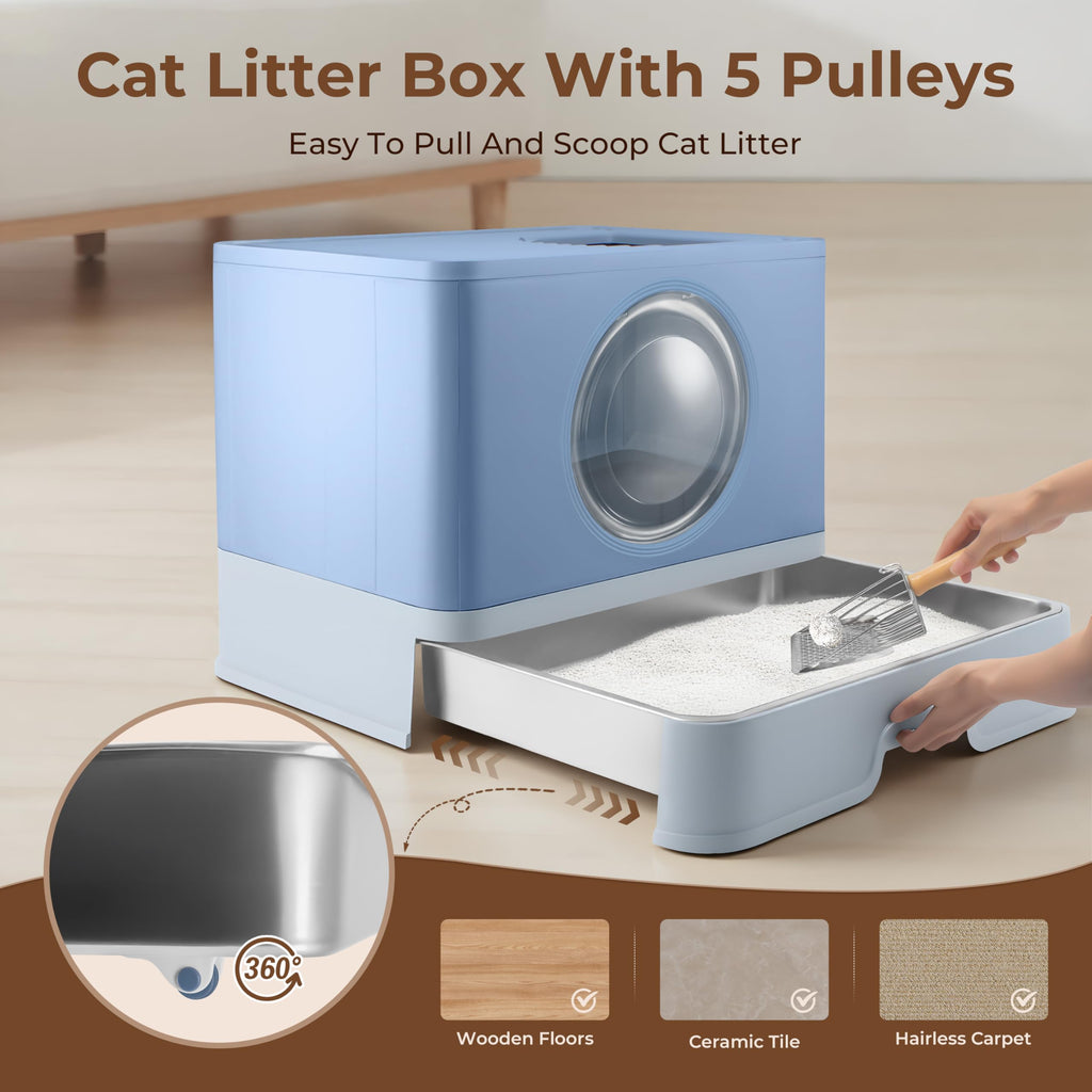 XXXL Stainless Steel Litter Box with Lid S3378