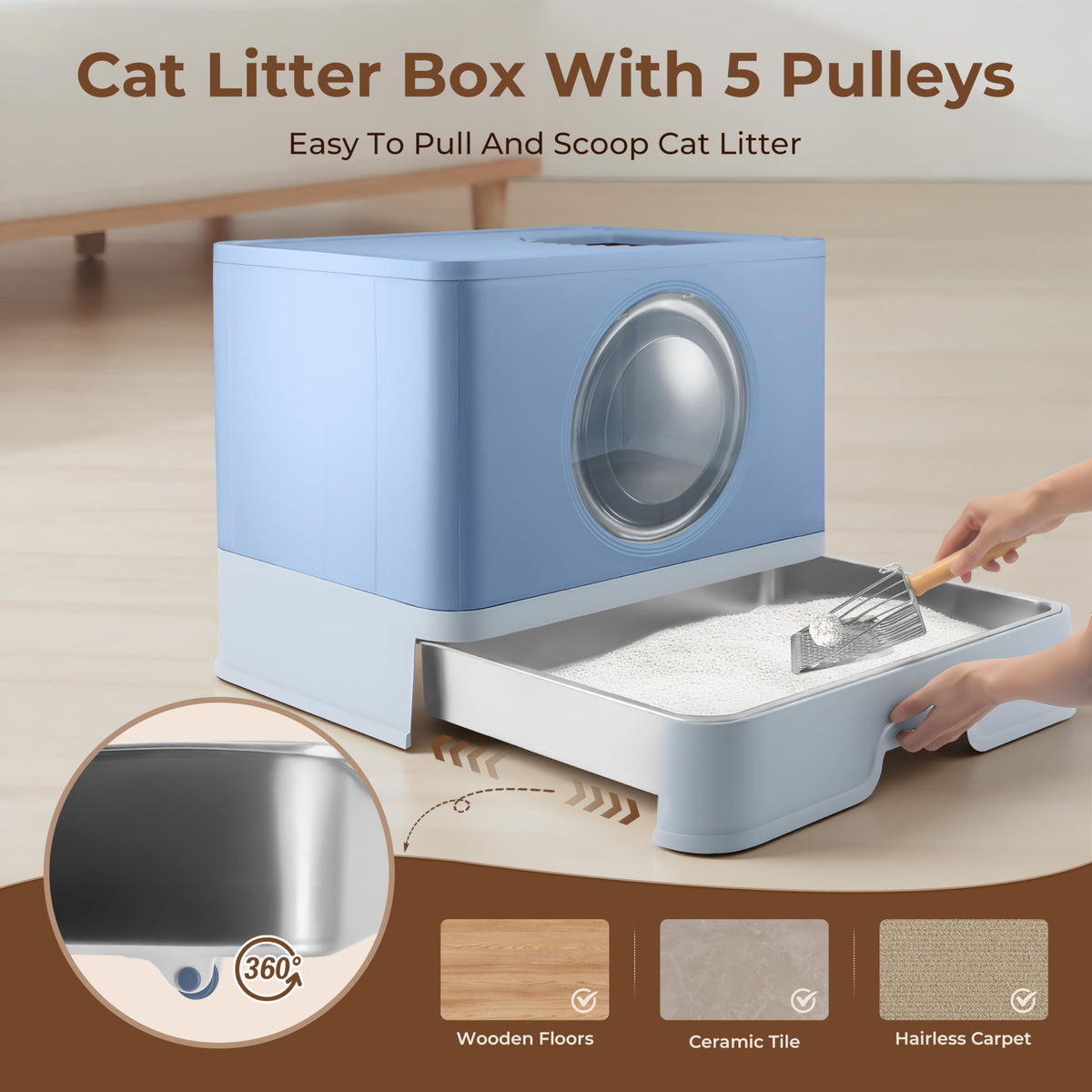 XXXL Stainless Steel Litter Box with Lid S3378
