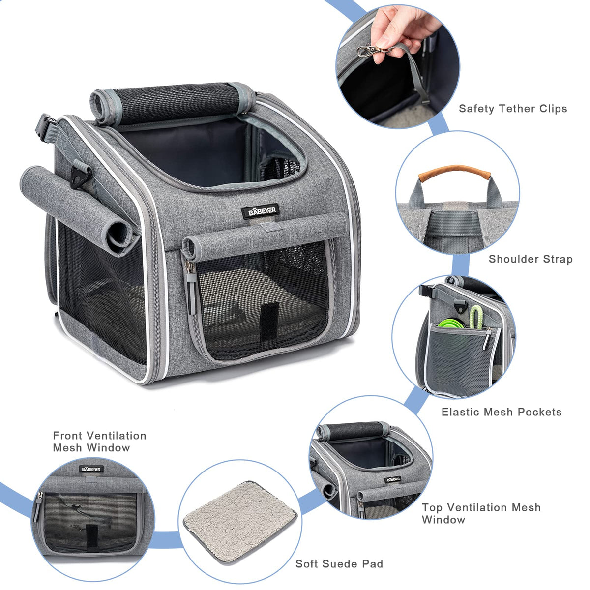 Expandable Soft-Sided Pet Carrier Backpack with 4 Open Doors, 4 Mesh Windows J404535