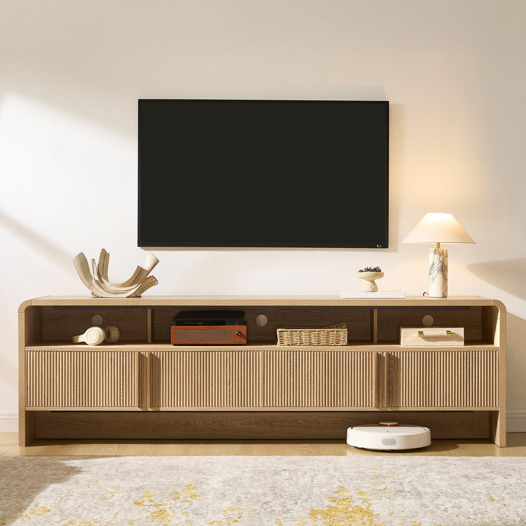 70" Fluted TV Stand with 2 Storage Cabinets F102