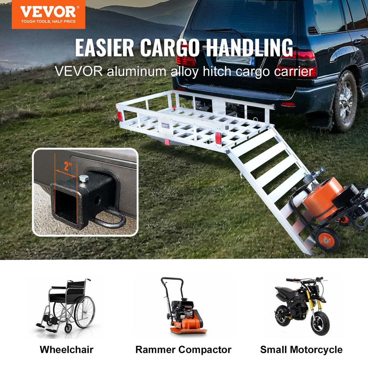 Hitch Cargo Carrier with Folding Ramp Y990