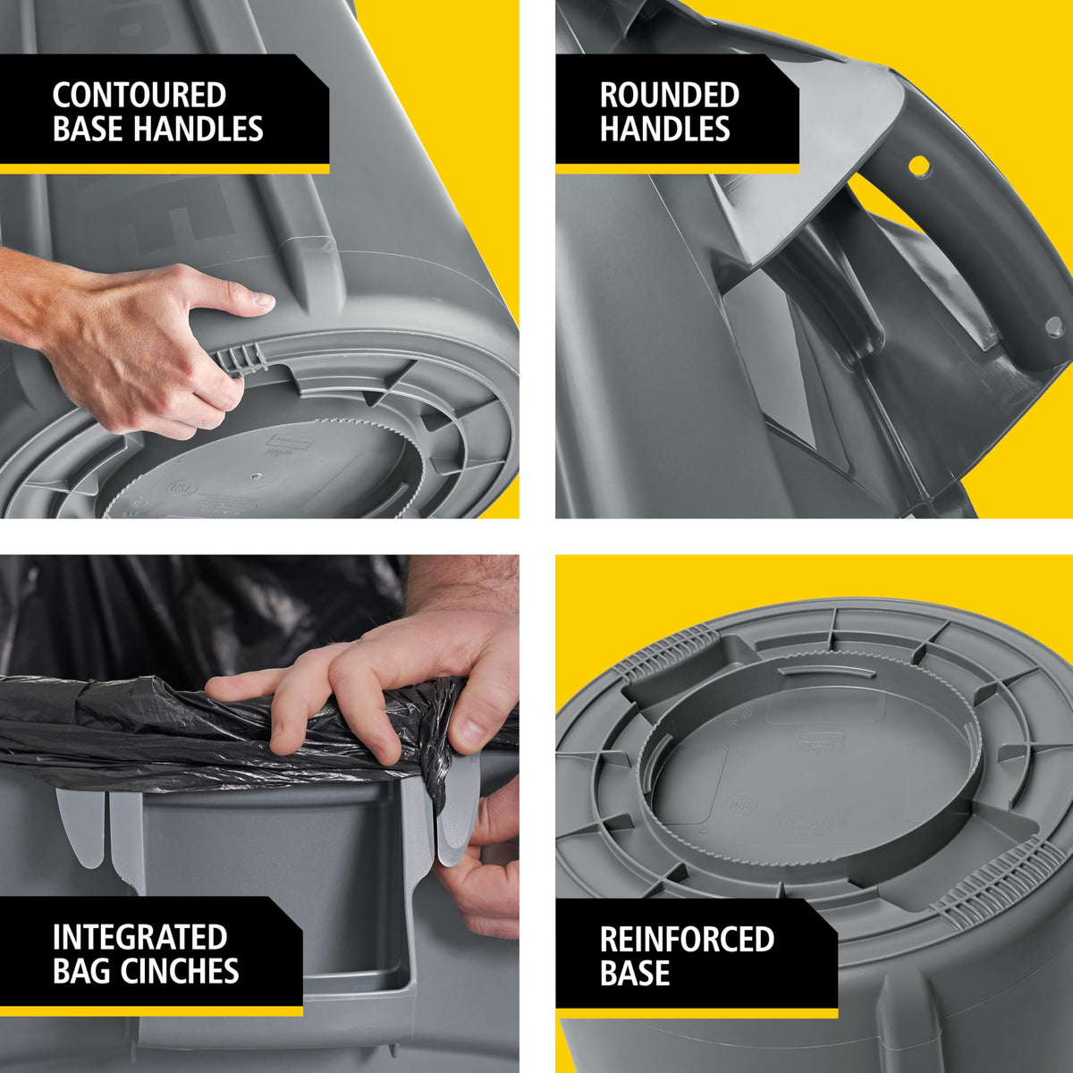 44-Gallon Gray Heavy-Duty Round Trash Container E960