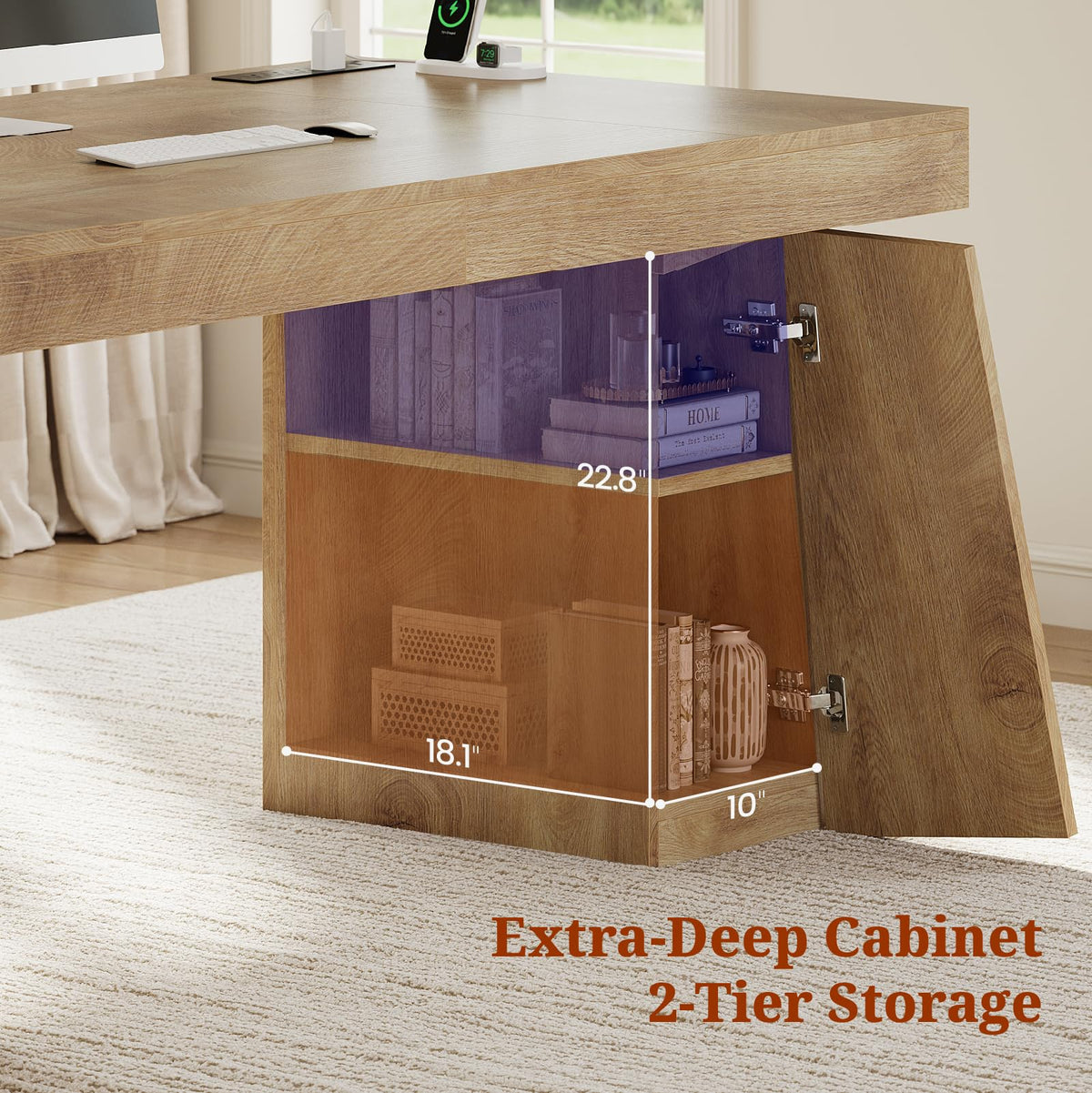 55.9" Executive Desk with Storage & Power Outlets L457437