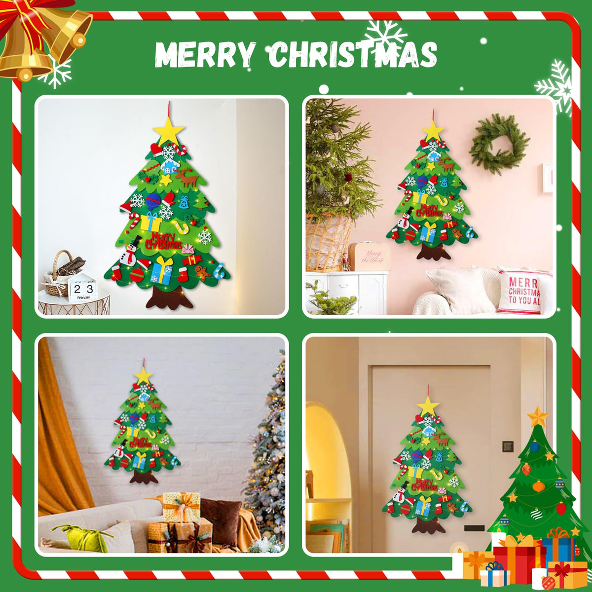 Felt Christmas Tree with 34 Ornaments R8207