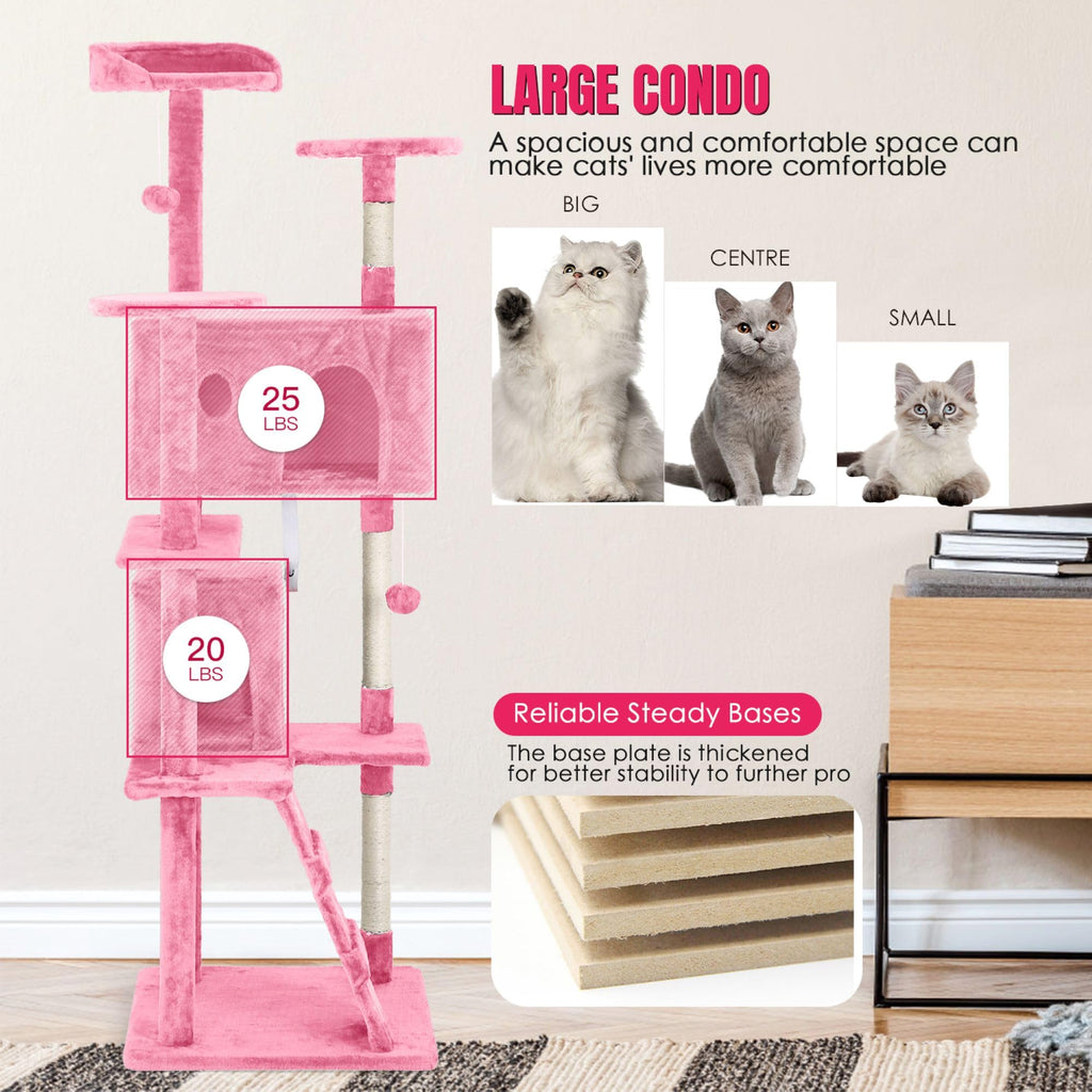 70 inch Multi-Level Cat Tree Tower with Scratching Posts T88348