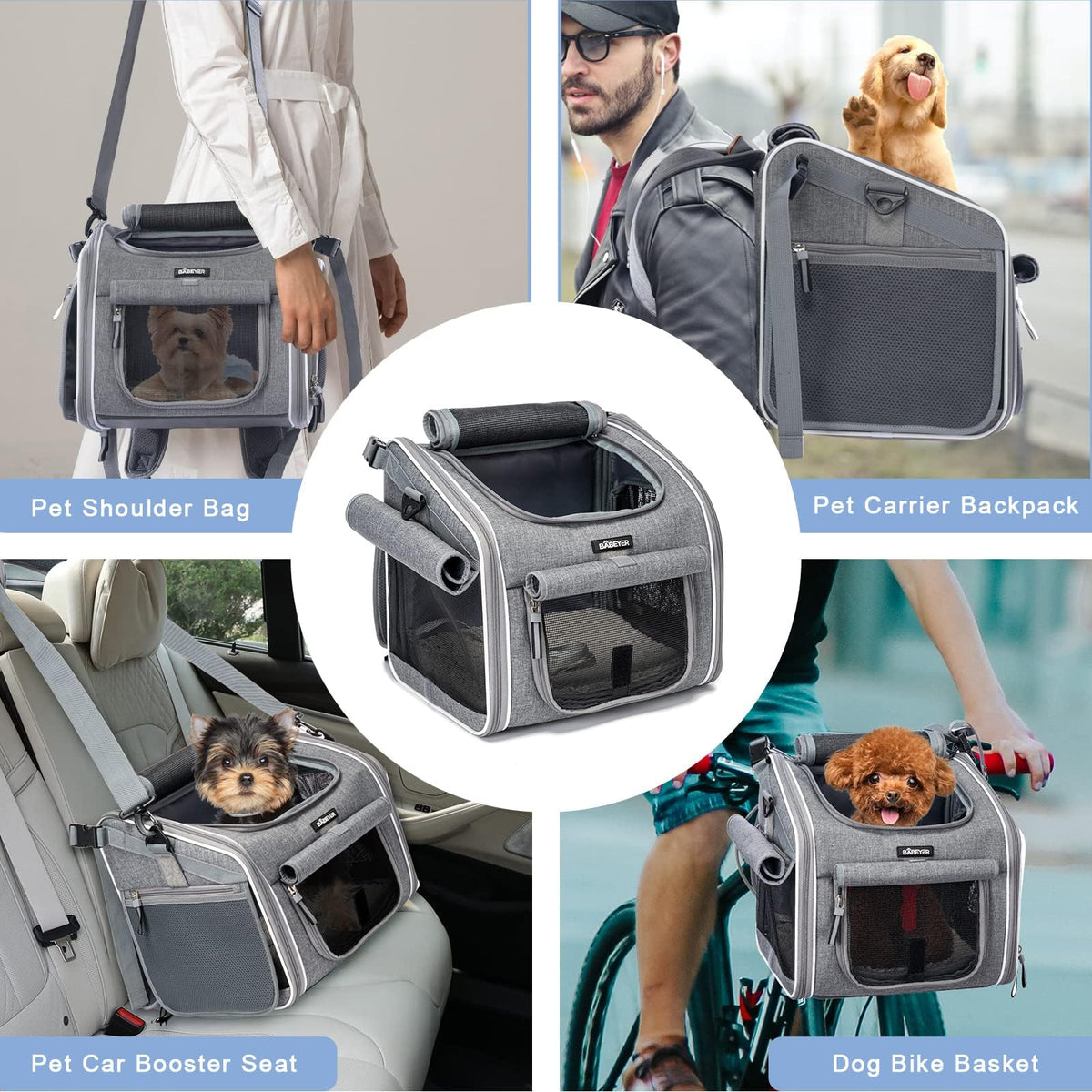 Expandable Soft-Sided Pet Carrier Backpack with 4 Open Doors, 4 Mesh Windows J404535