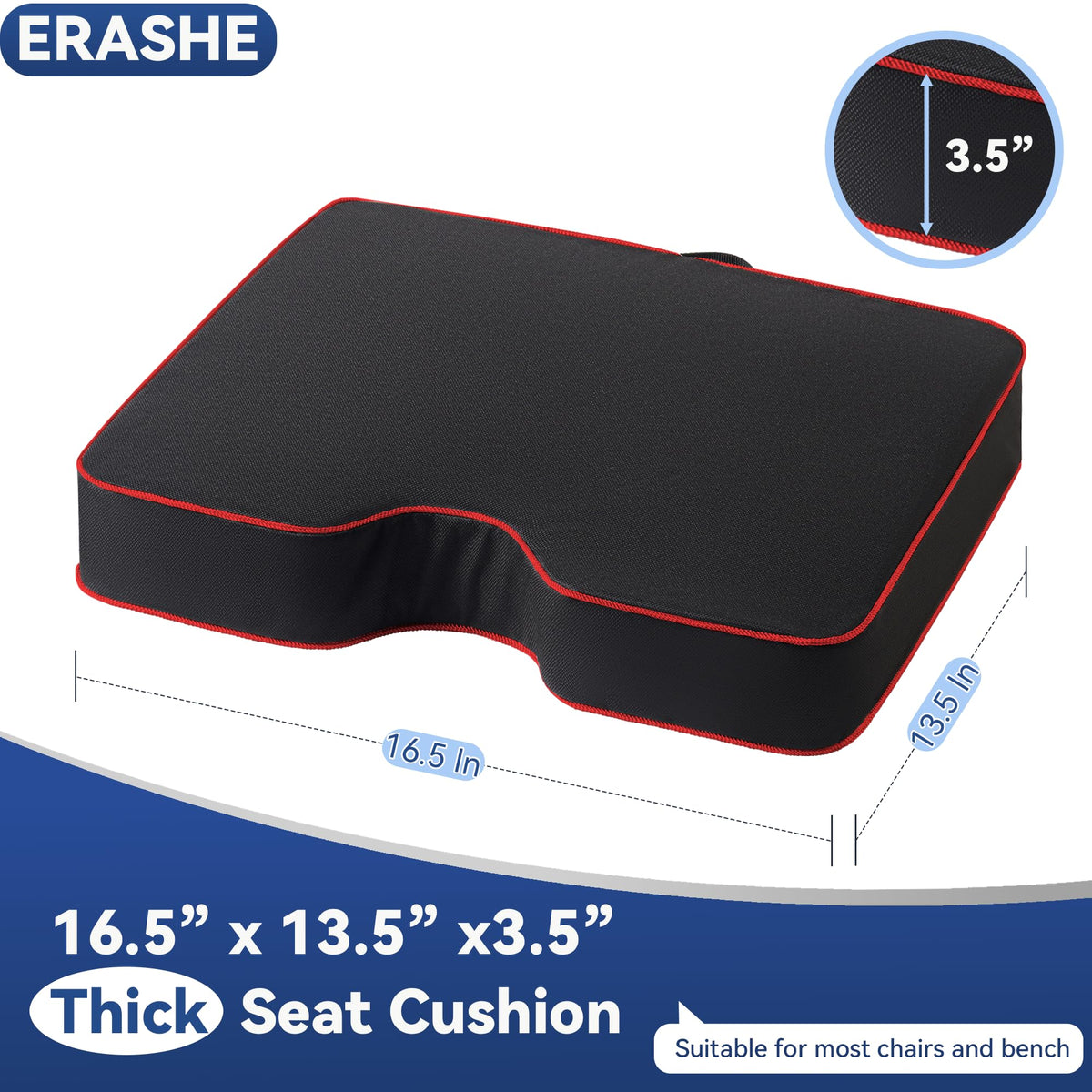 3.5" Extra Thick Resilient Foam Stadium Seat Cushion 2Pcs Red R725