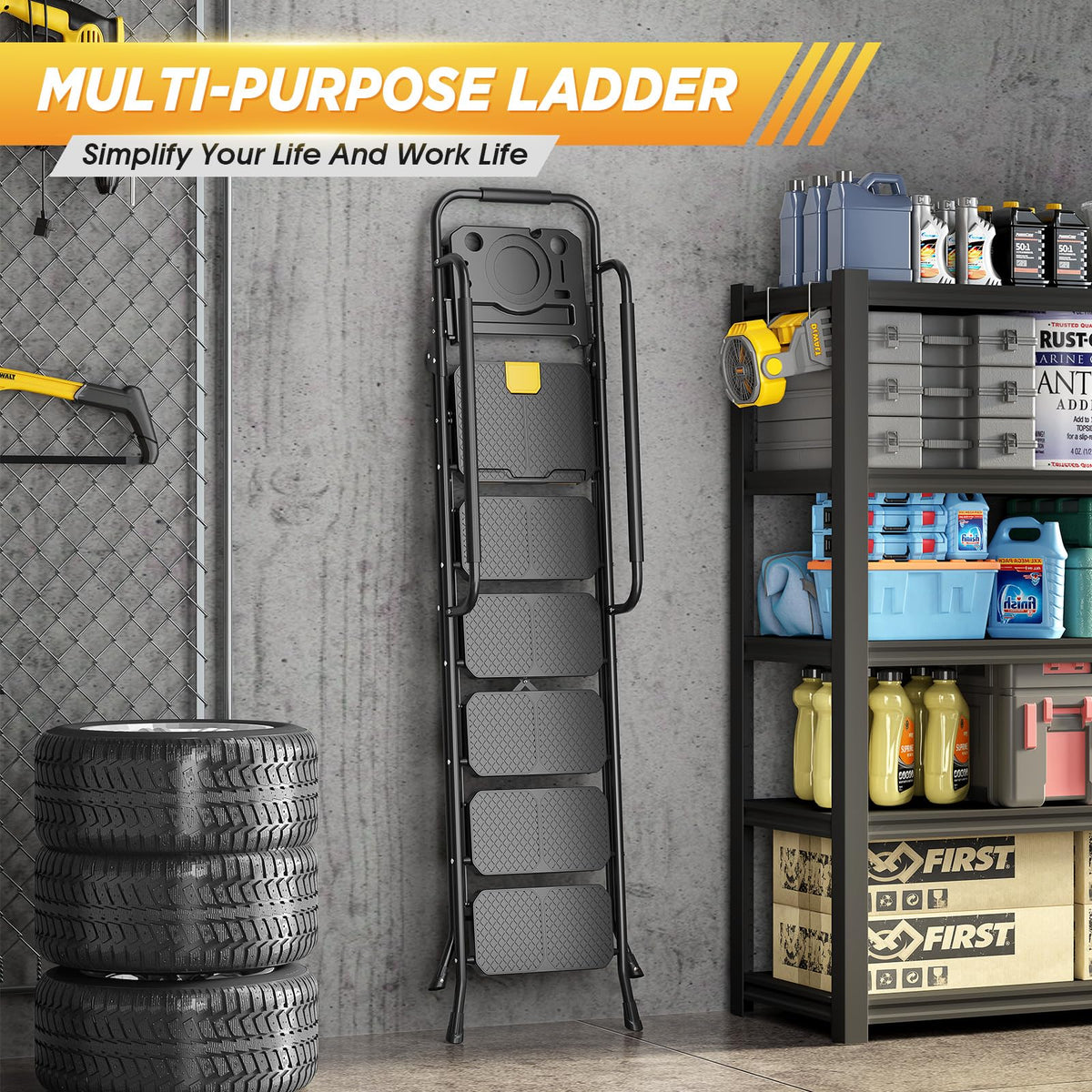 Steel Step Ladder with Handrail U391241