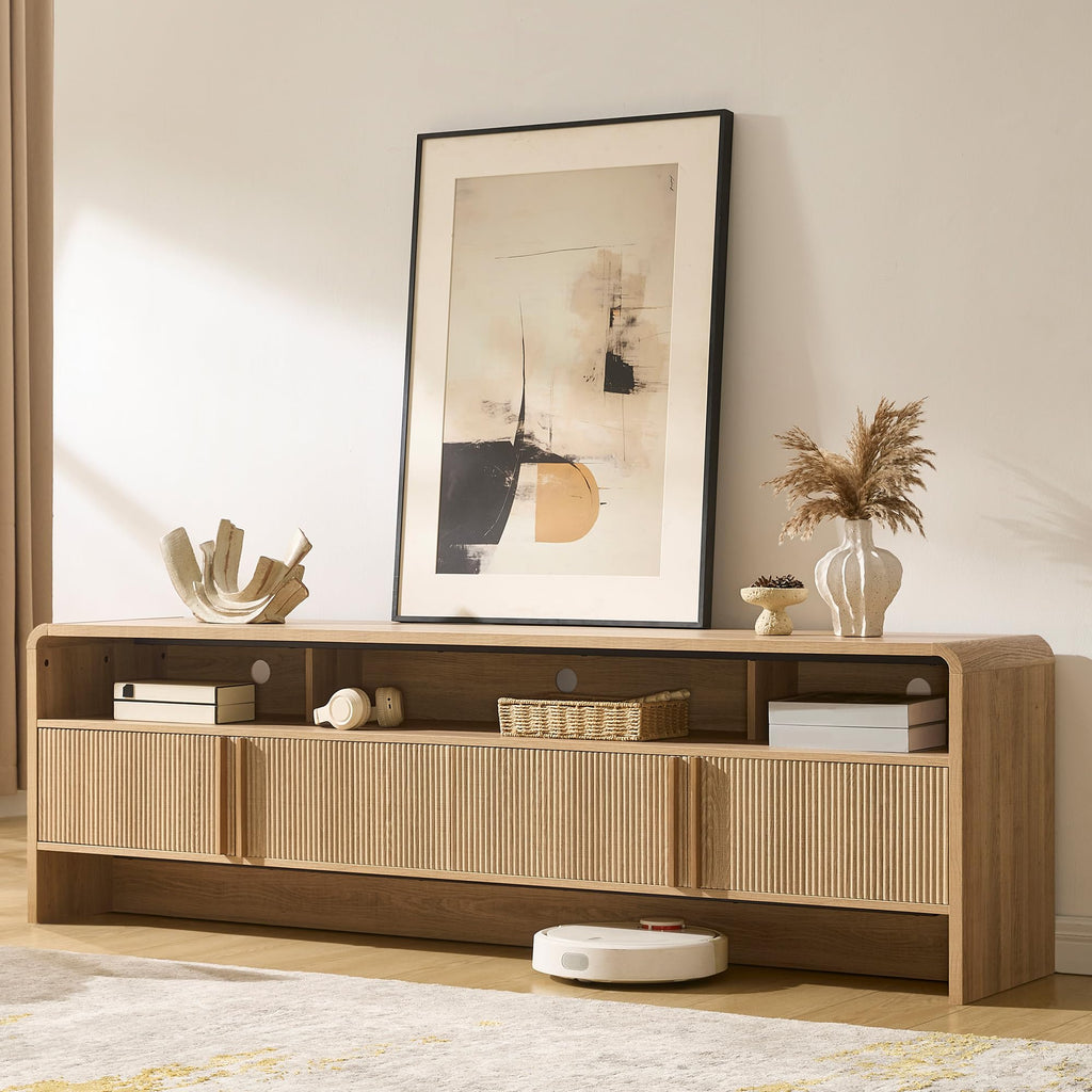 70" Fluted TV Stand with 2 Storage Cabinets F102