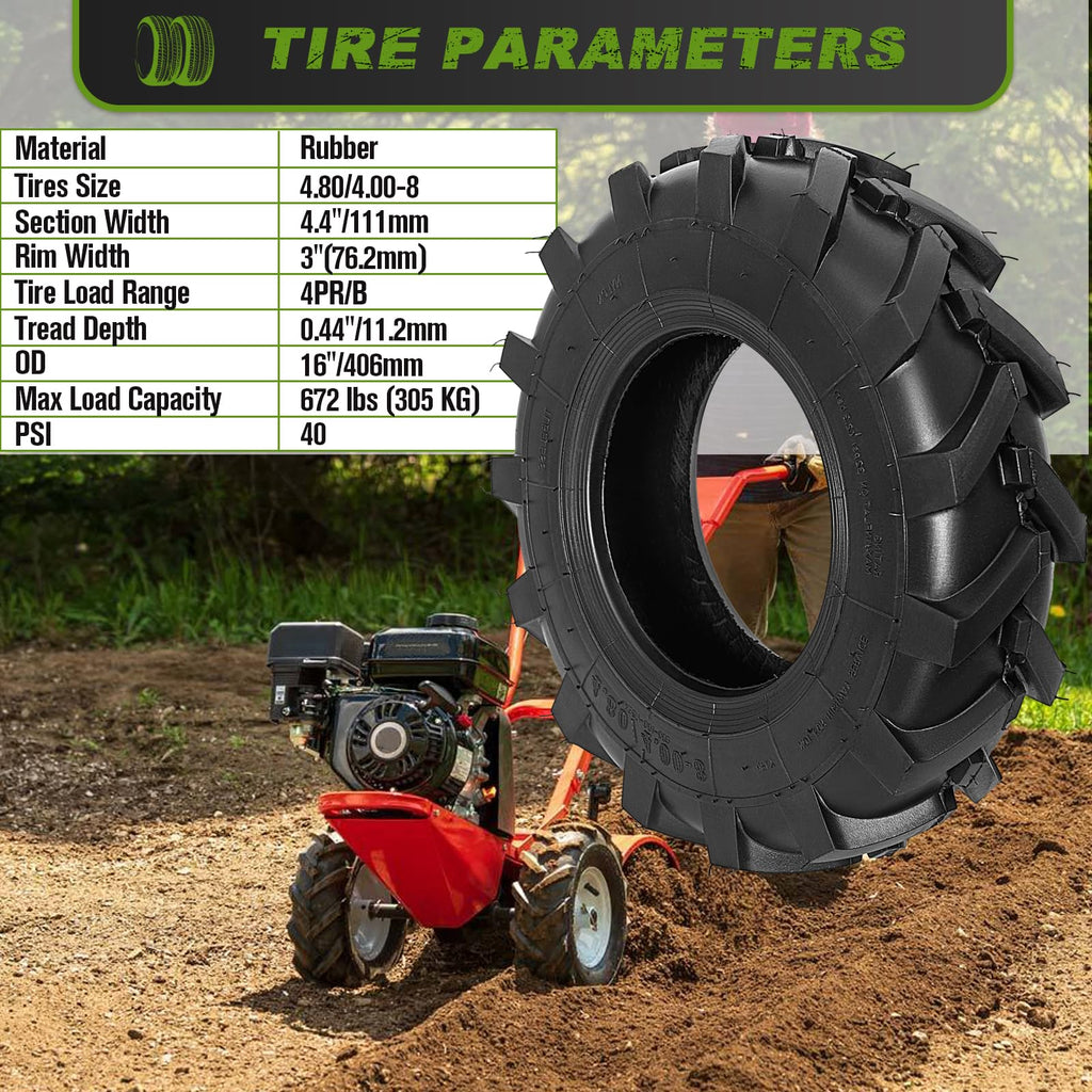 2 PCS 4.80/4.00-8 Tubeless Lawn Garden Tires X876166