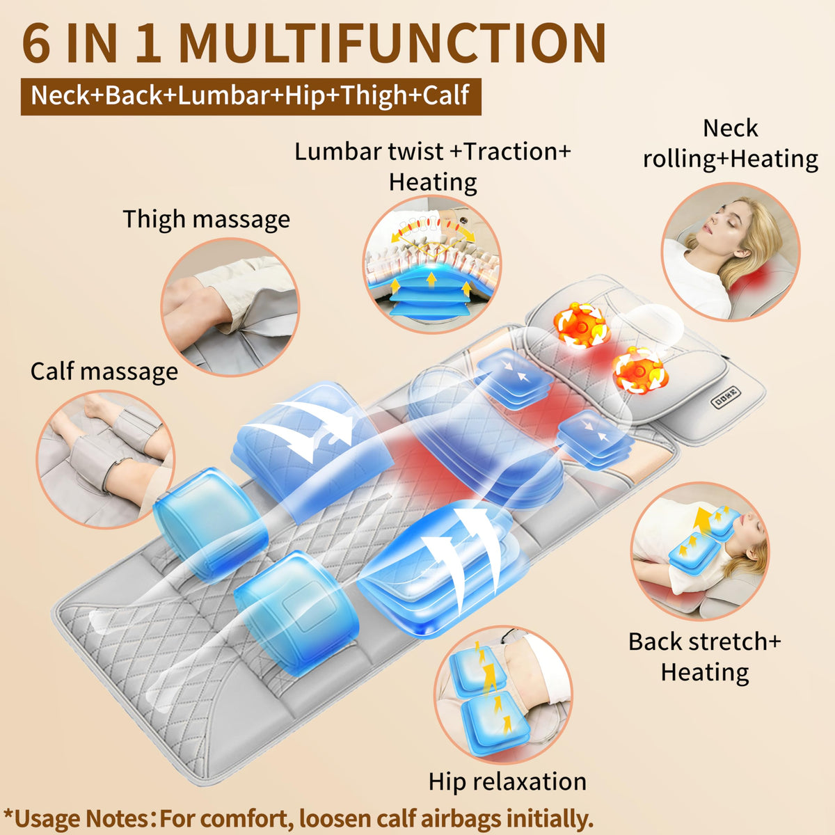 Heated Full Body Massage Mat with Movable Shiatsu Neck Massager Y847495