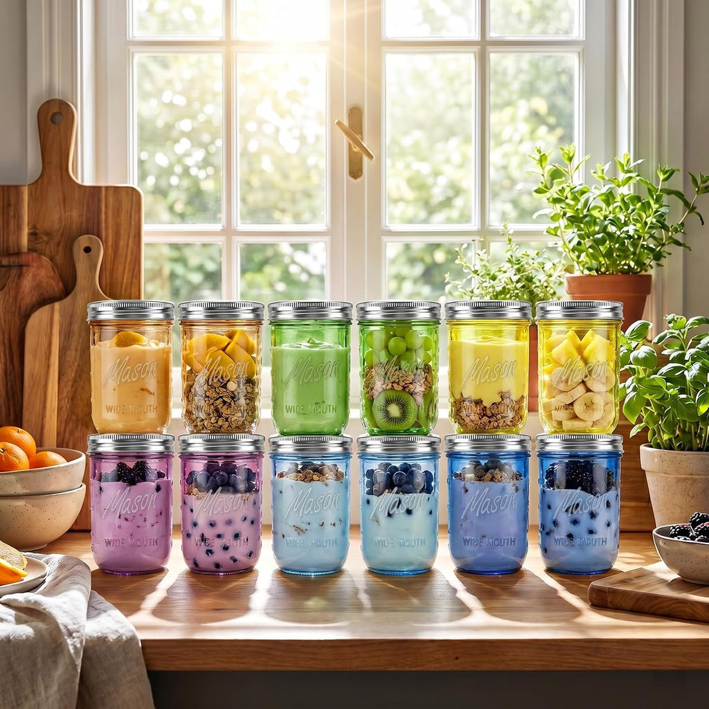 12 Pack 16 oz Wide Mouth Mason Jars with Lids Y59882