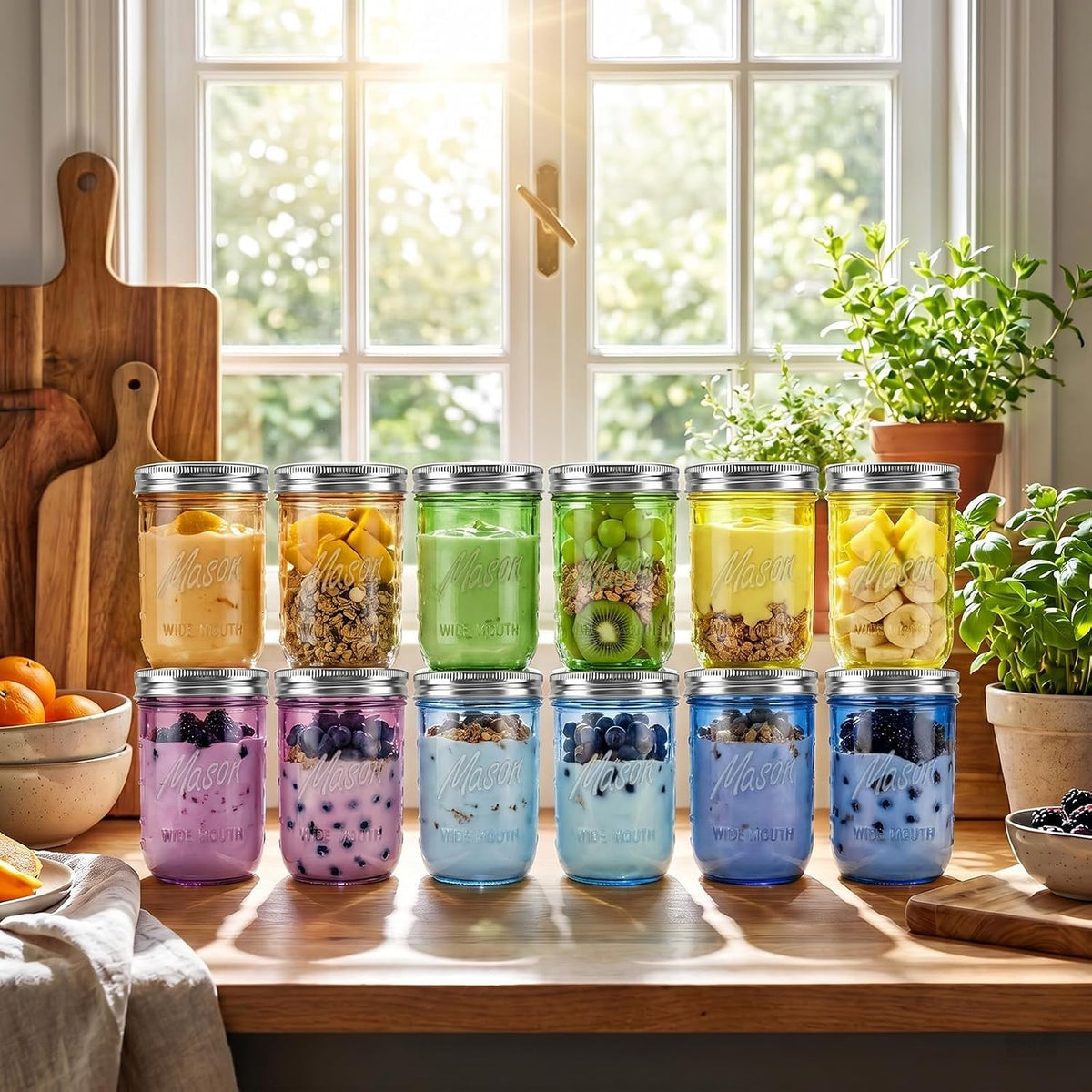 12 Pack 16 oz Wide Mouth Mason Jars with Lids Y59882