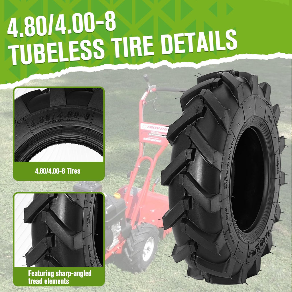 2 PCS 4.80/4.00-8 Tubeless Lawn Garden Tires X876166
