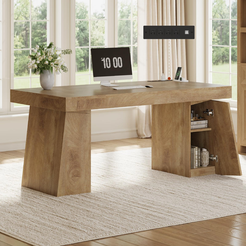 55.9" Executive Desk with Storage & Power Outlets L457437