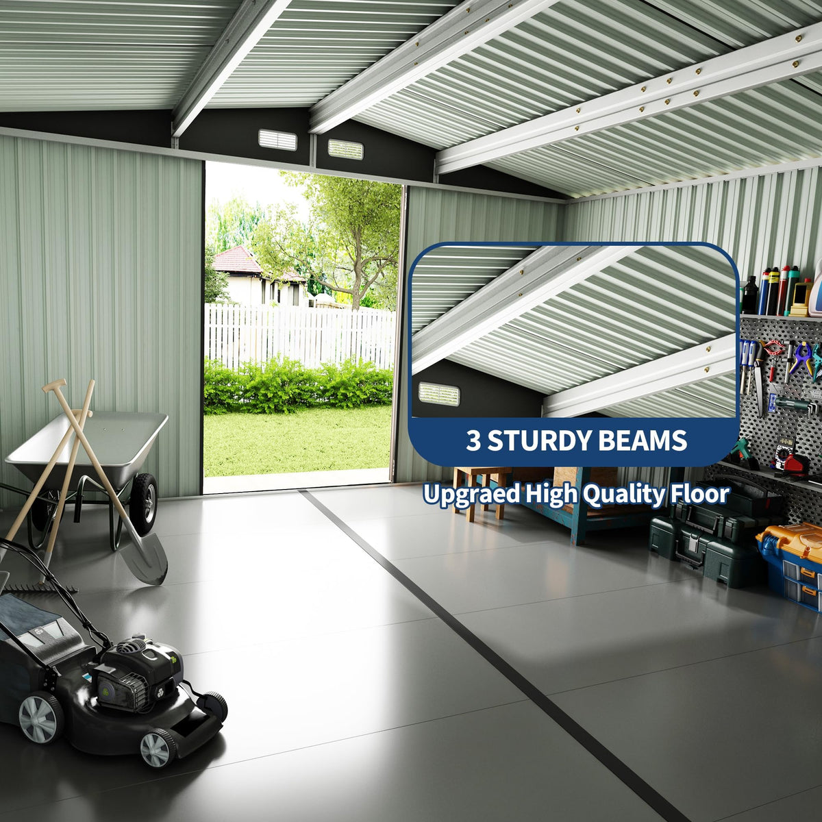 10x14 ft Metal Outdoor Storage Shed J44246