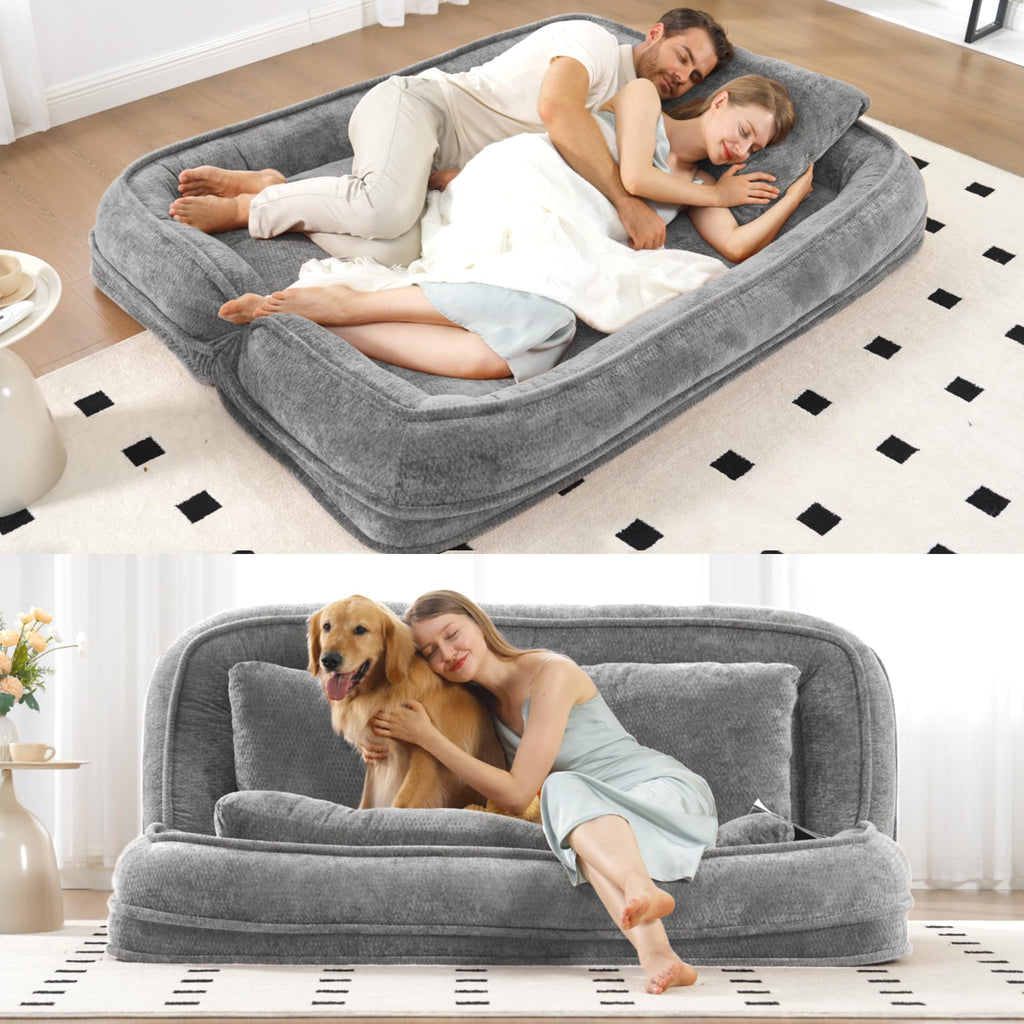 Light Gray Folding Floor Sofa Bed T829