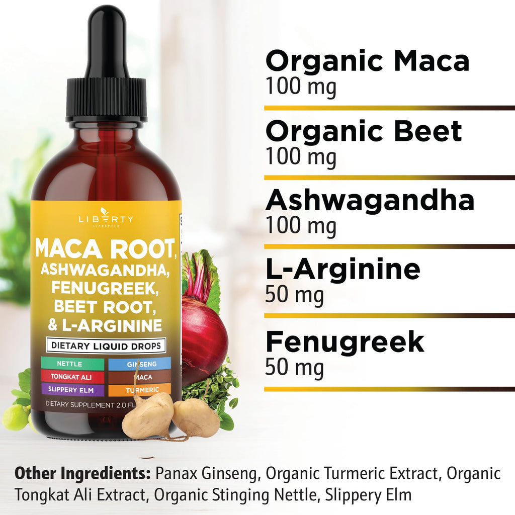 Organic Maca Root Liquid Drops with Ashwagandha 2oz B94654