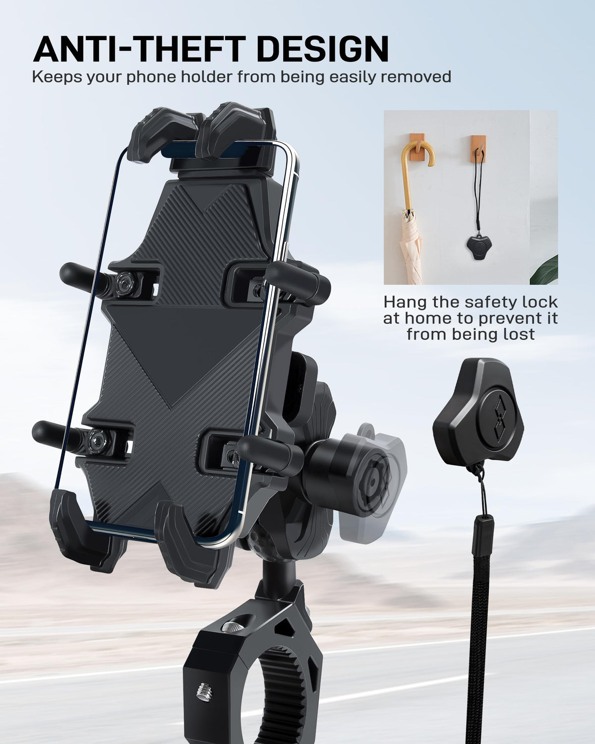 Anti-Theft UTV Phone Mount with Vibration Dampener J32170