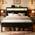 Full Bed Frame with 2-Tier Storage Headboard F570319