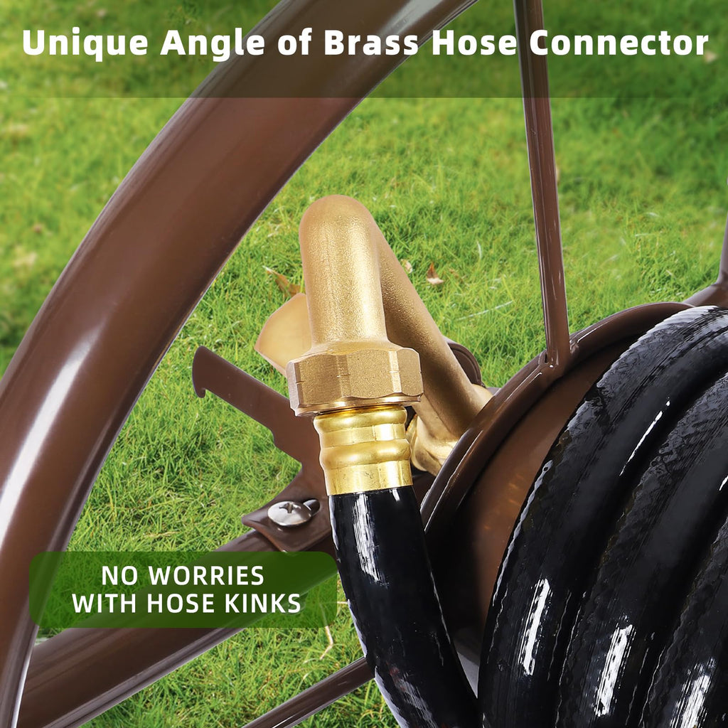 Garden Hose Reel Cart, Heavy Duty Metal with 2 Wheels, Holds 230ft 5/8" E8105