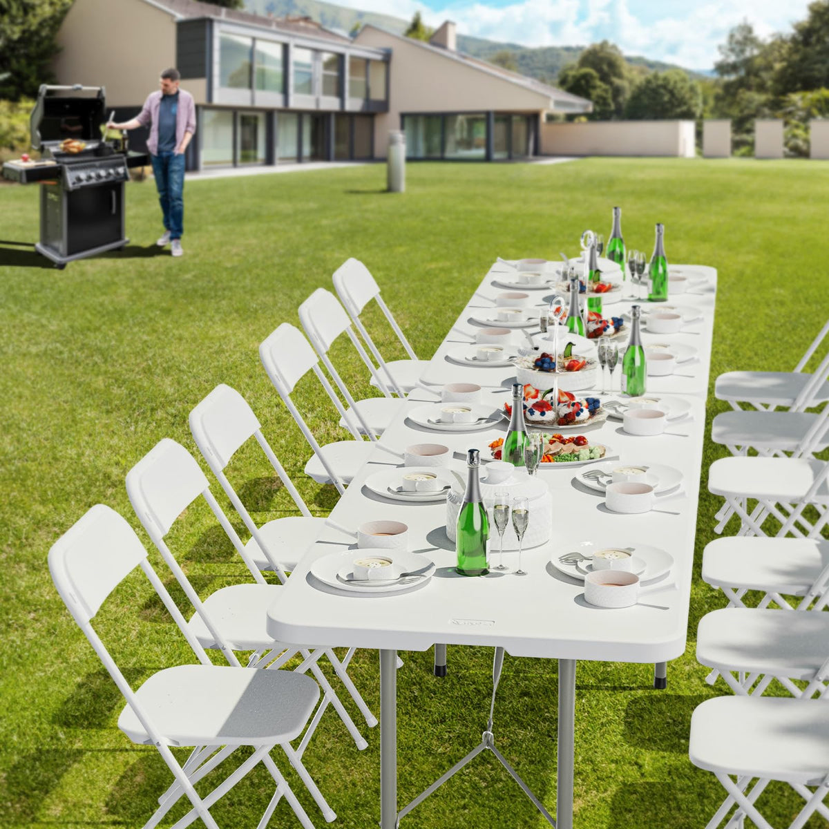 White 6-Foot Portable Plastic Folding Table 2 Pack Q241