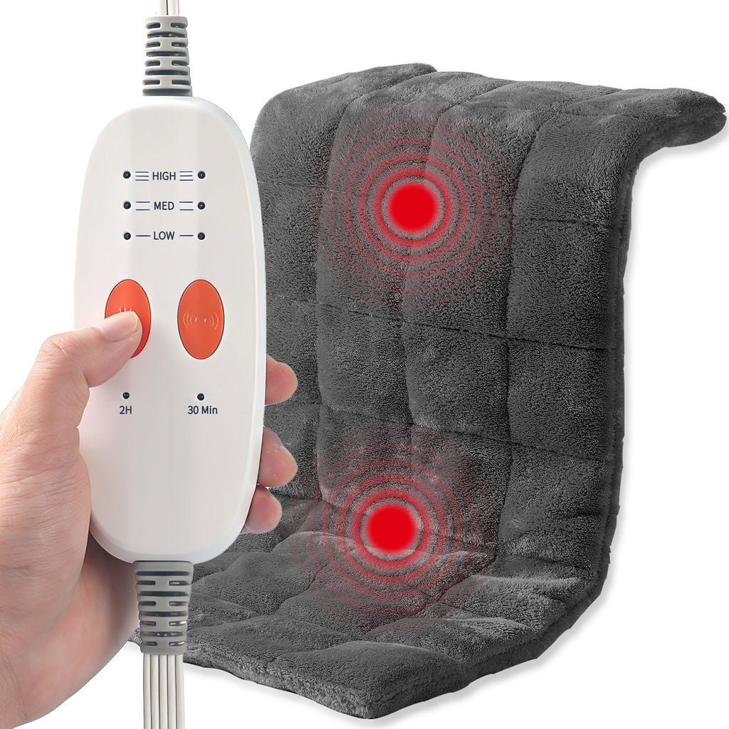 Weighted Electric Heating Pad with Massager 12"x24" Dark Grey U82053