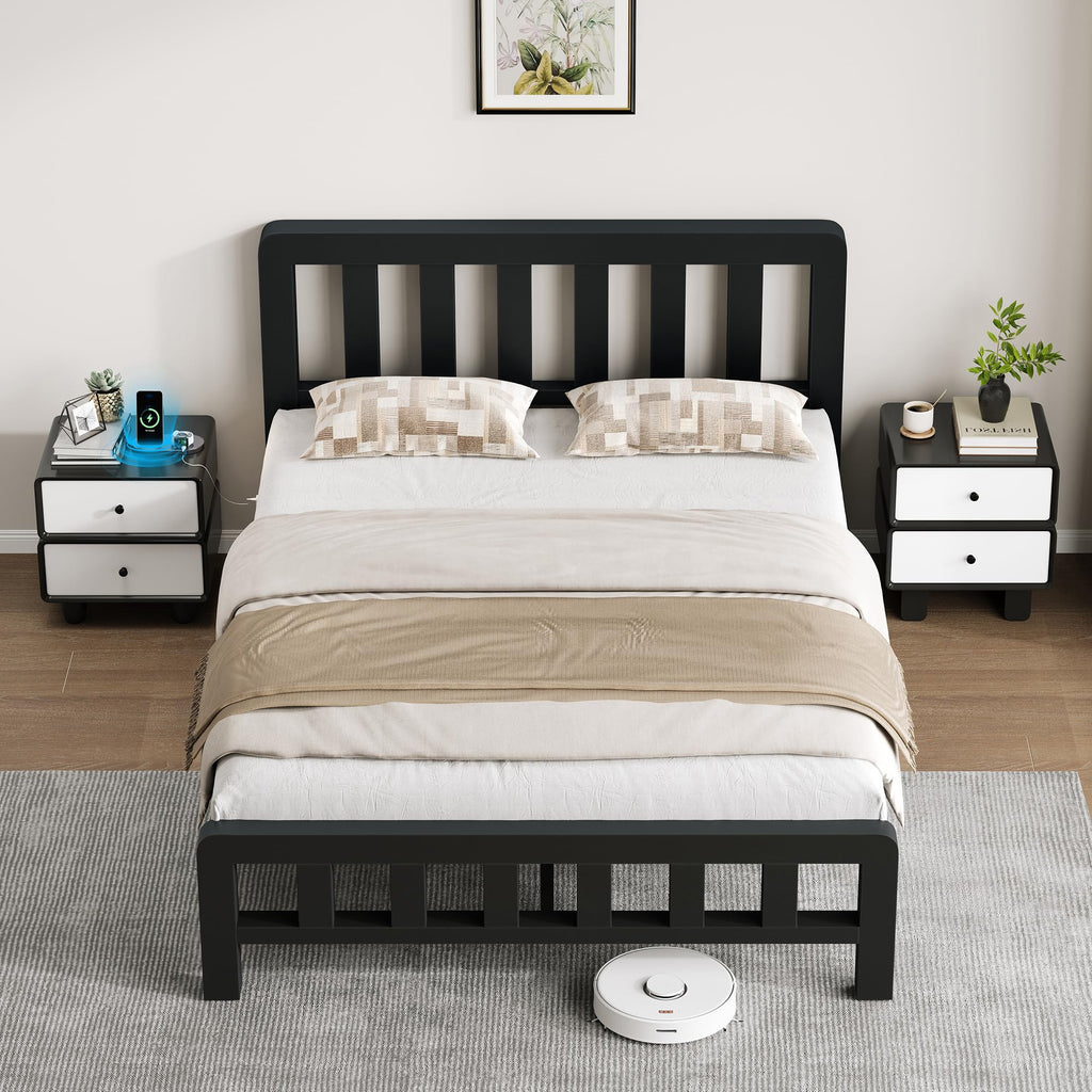 Full Metal Platform Bed Frame with USB-C Charging Station F53548