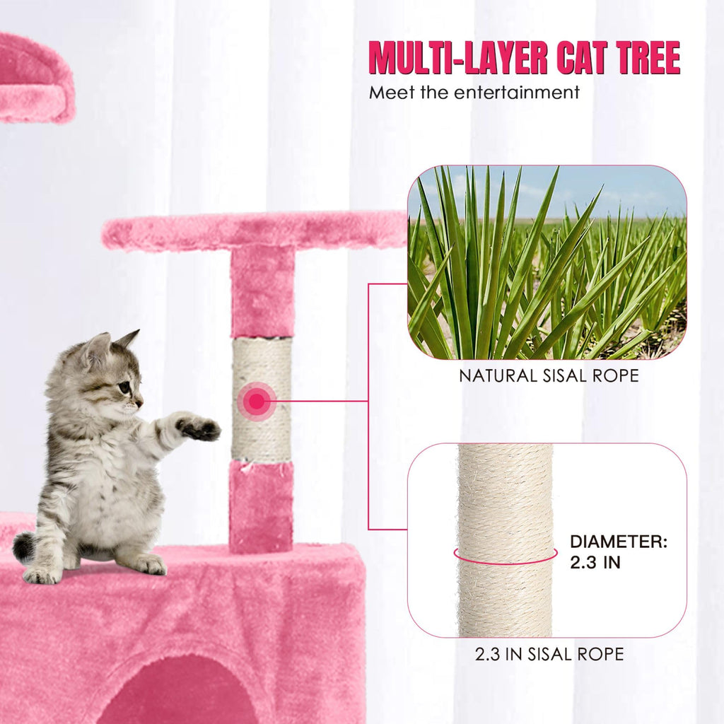 70 inch Multi-Level Cat Tree Tower with Scratching Posts T88348