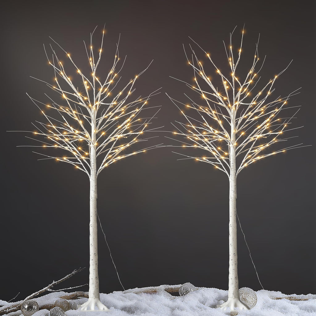 White Birch Tree with Lights, 2PCS U73356