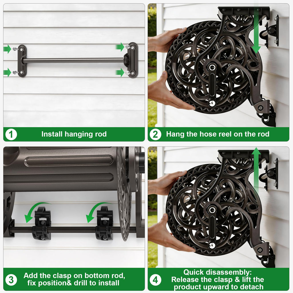 Wall Mount Metal Garden Hose Reel D298