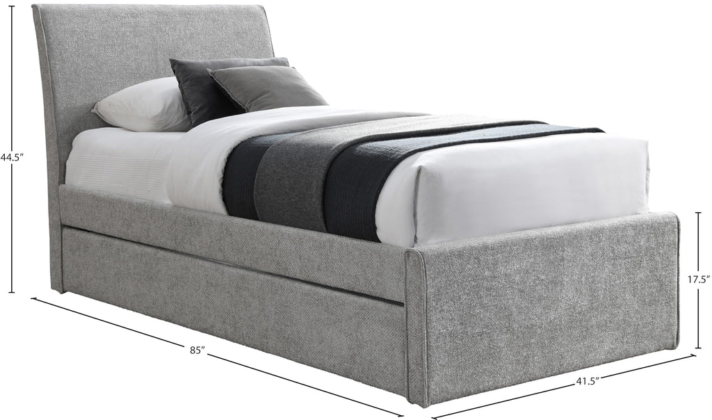 Grey Chenille Twin Trundle Bed W672