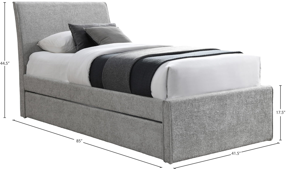 Grey Chenille Twin Trundle Bed W672