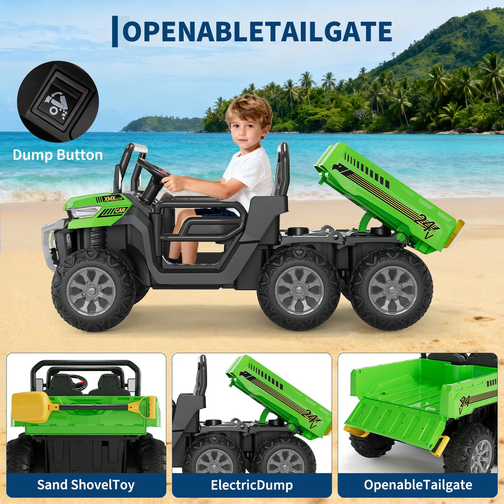 24V 2-Seater 6-Wheel Ride On Dump Truck with Remote Control R300788