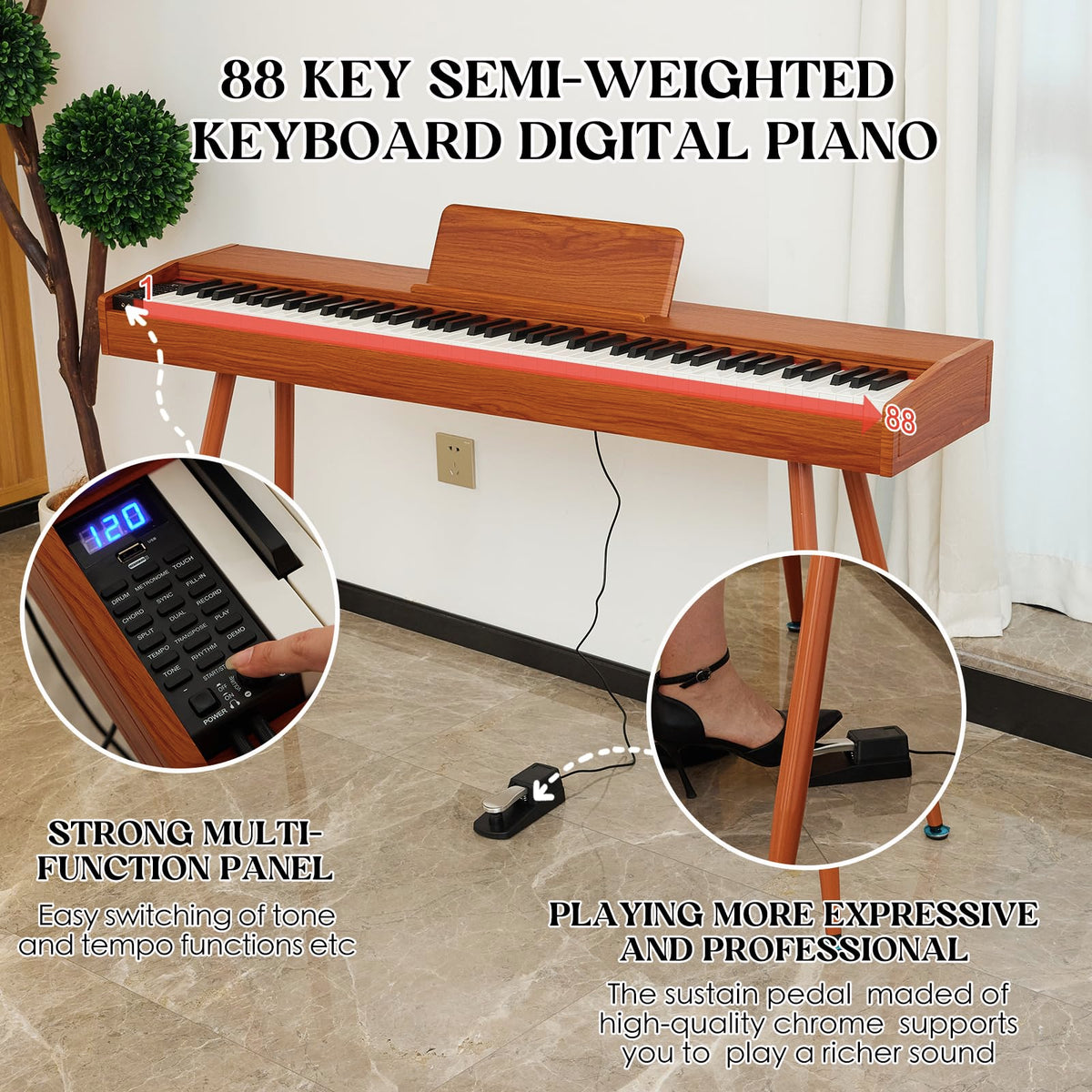 88 Key Semi Weighted Digital Piano W109