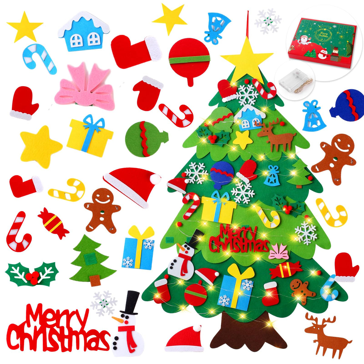 Felt Christmas Tree with 34 Ornaments R8207