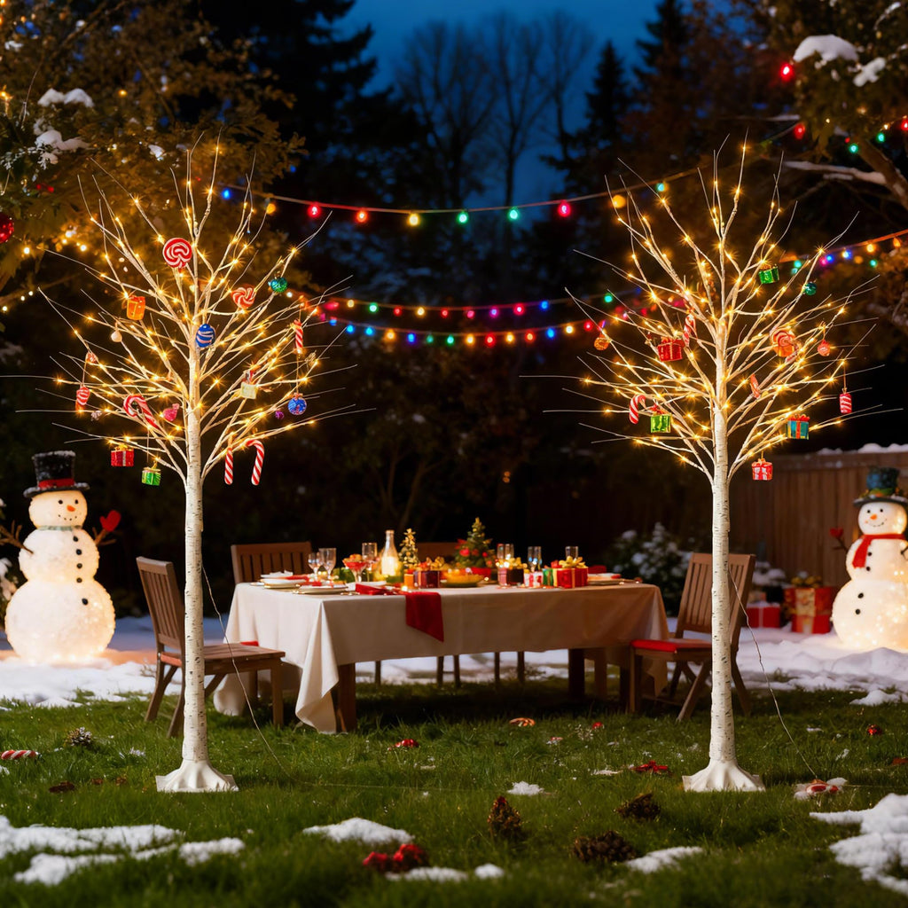 White Birch Tree with Lights, 2PCS U73356