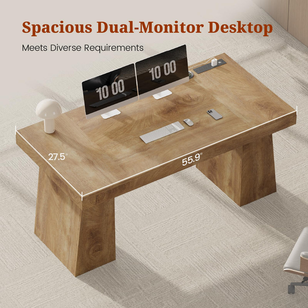 55.9" Executive Desk with Storage & Power Outlets L457437