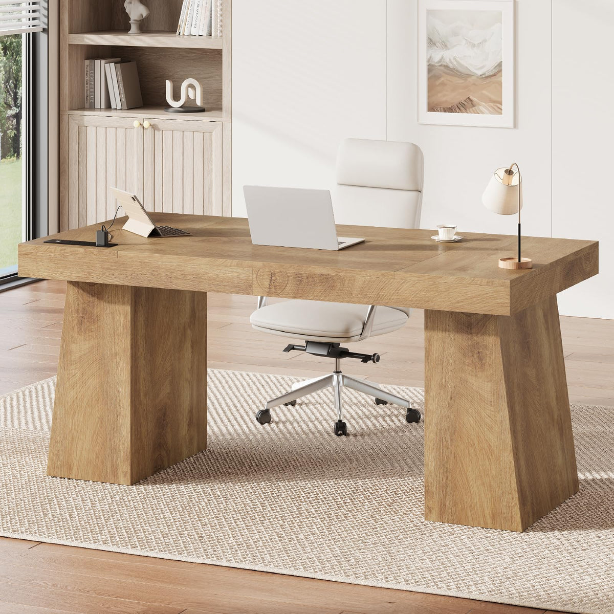 55.9" Executive Desk with Storage & Power Outlets L457437
