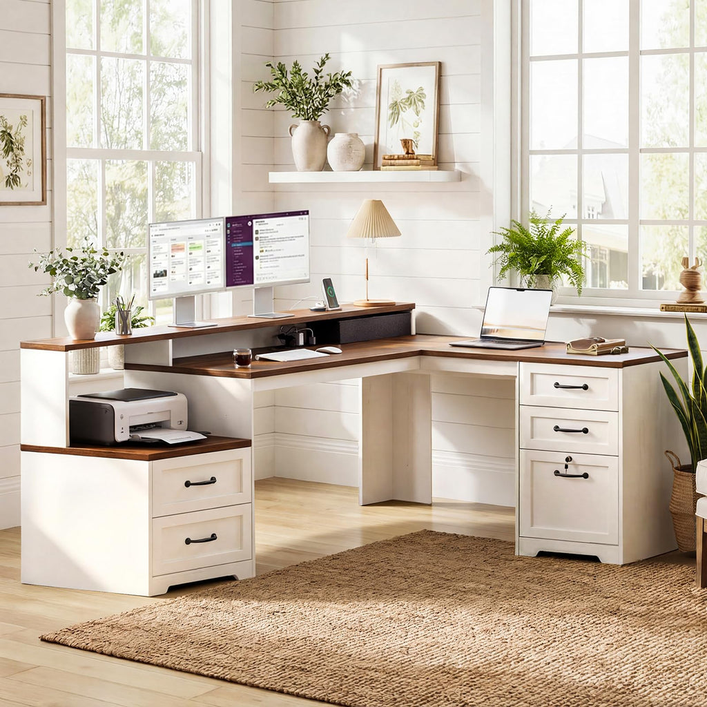 68 Inch L Shaped Executive Desk with Drawers G45649