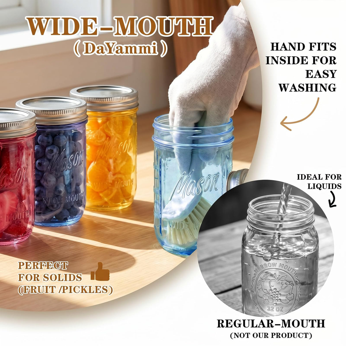 12 Pack 16 oz Wide Mouth Mason Jars with Lids Y59882